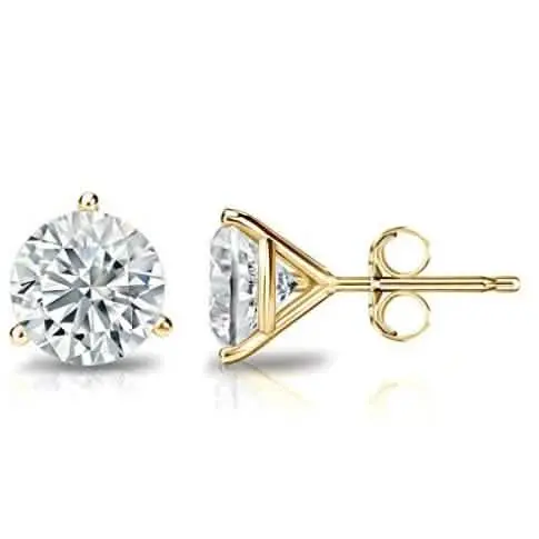 14K Yellow Gold Round Crystal Stud Earrings (4Mm) 1