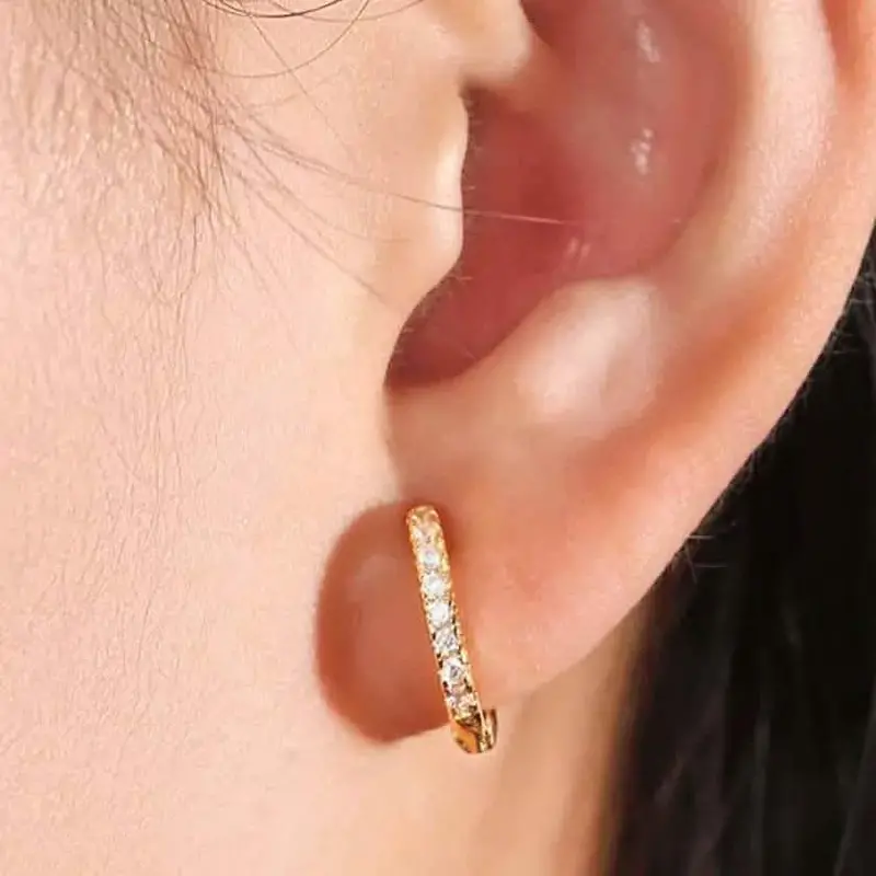 18K Gold-Plated Huggie Earrings Featuring Genuine Swarovski Crystals 1
