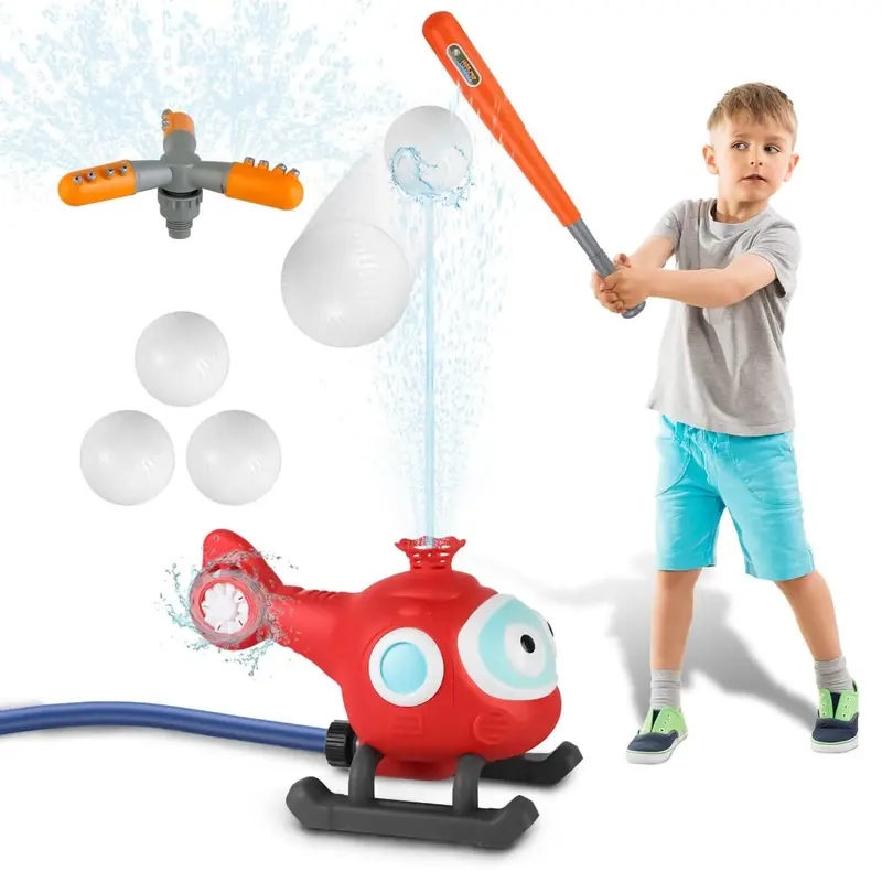 2-In-1 Water Sprinkler Baseball Helicopter Toy – Outdoor Play Set 1
