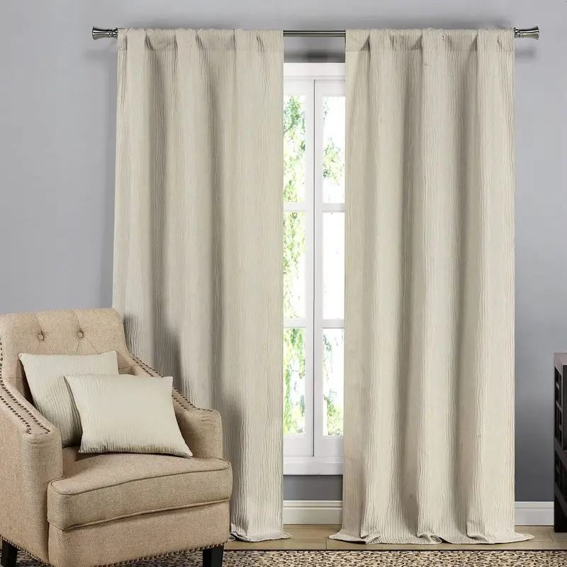 2-Pack Textured Blackout Curtain Panels With Matching Decorative Pillow Covers 1