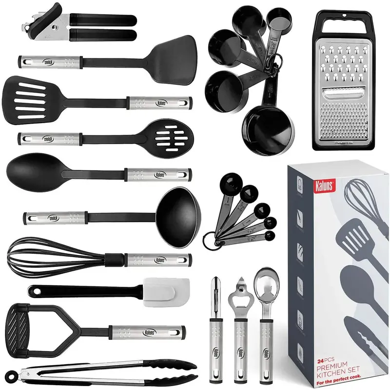 24-Piece Stainless Steel & Nylon Kitchen Utensil Set – Durable Cooking Tools 1