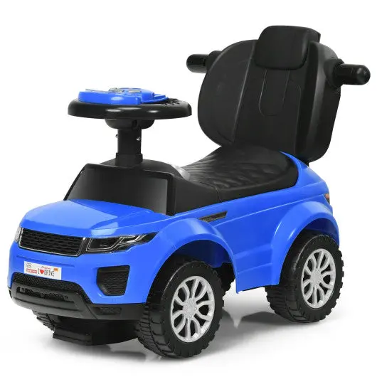 3-In-1 Ride-On Push Car For Toddlers – Sliding Stroller With Music, Blue 1
