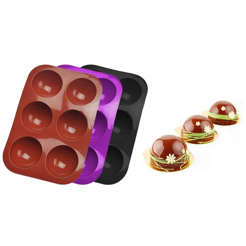 3-Pack Silicone Semi-Sphere Mold – 6-Cavity Baking & Craft Tool For Chocolates And Resin 1