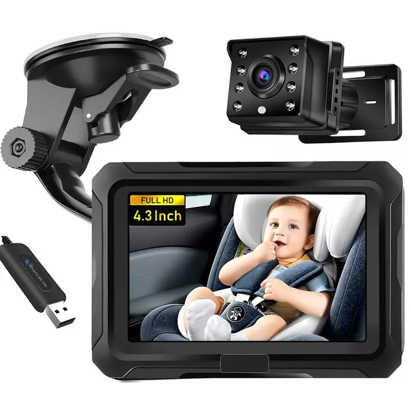 4.3-Inch Hd 1080P In-Car Baby Monitor With Rearview Mirror Display 1