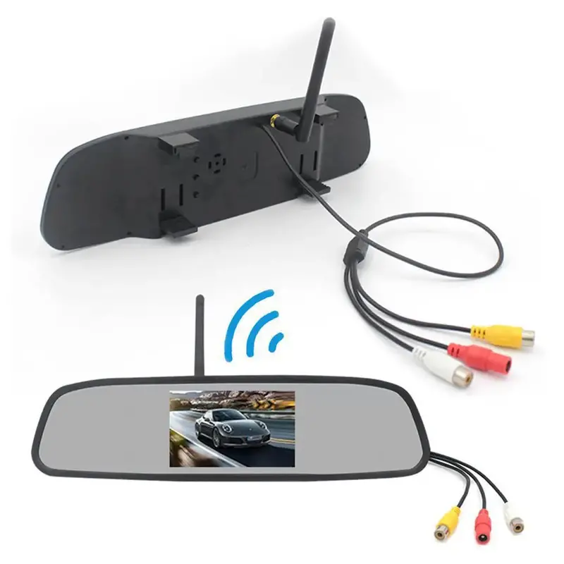 4.3-Inch Wireless Rearview Mirror Dvr With Integrated Backup Camera 1