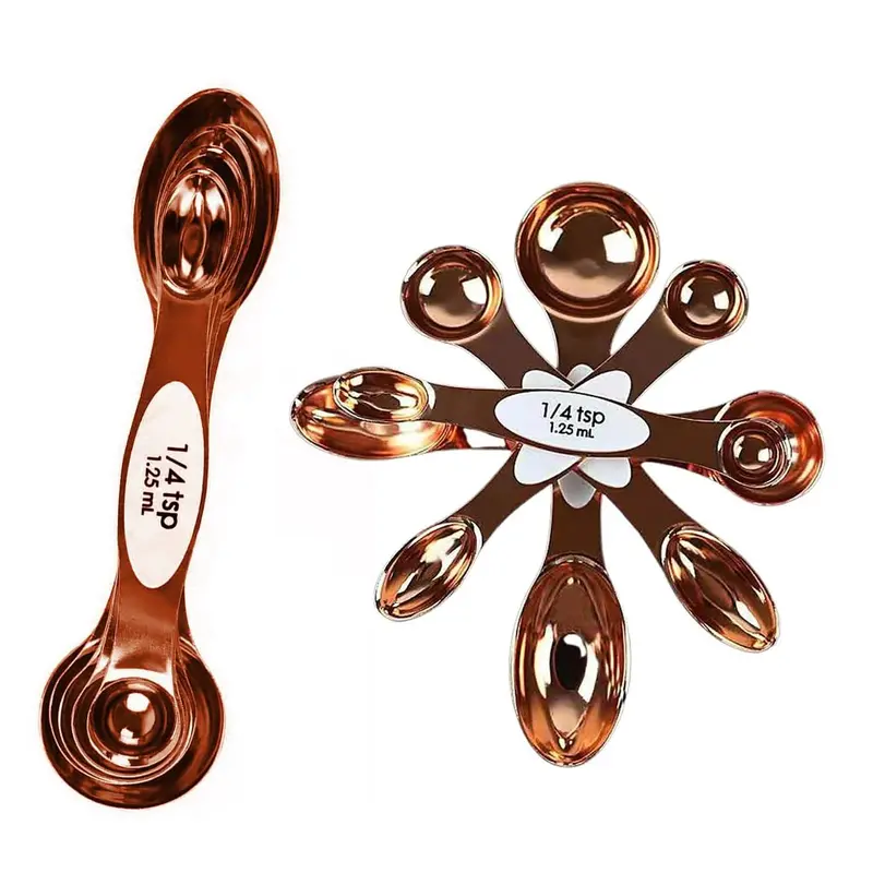 5-Piece Stackable Magnetic Measuring Spoon Set – Copper Finish 1
