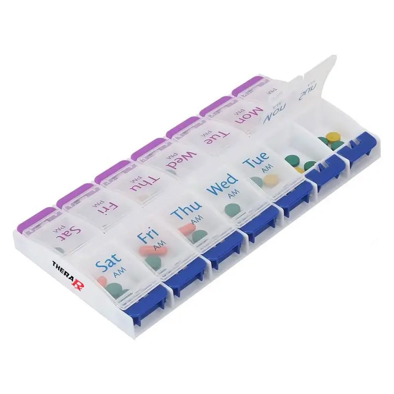 7-Day Am/Pm Pill Organizer With Push-Button Release & Large Compartments 1
