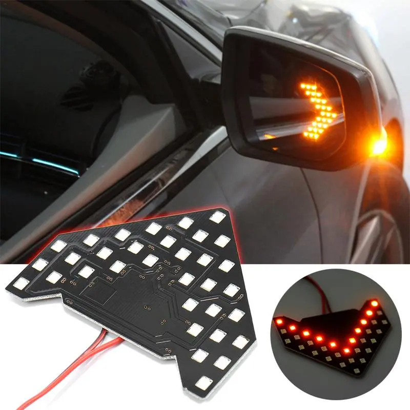 Amber 33-Smd Sequential Led Turn Signal Arrows – Side Mirror Mount For Enhanced Visibility 1
