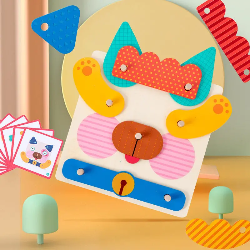 Creative Wooden Animal Face-Changing 3D Puzzle – Interactive Building Blocks For Preschoolers 1