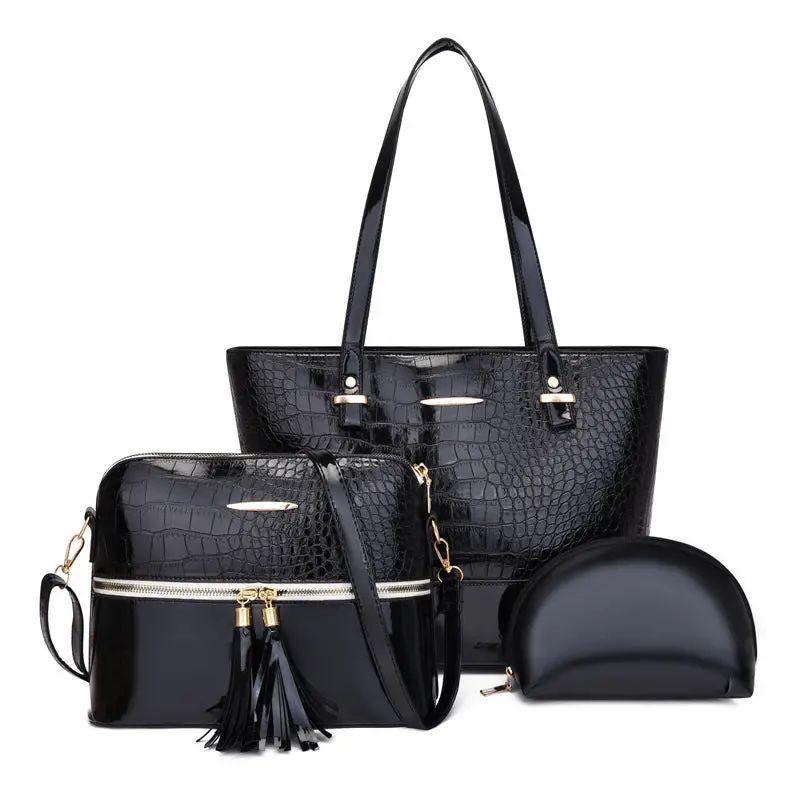 Crocodile-Texture Mother-And-Child Bag Set (4-Piece) 1