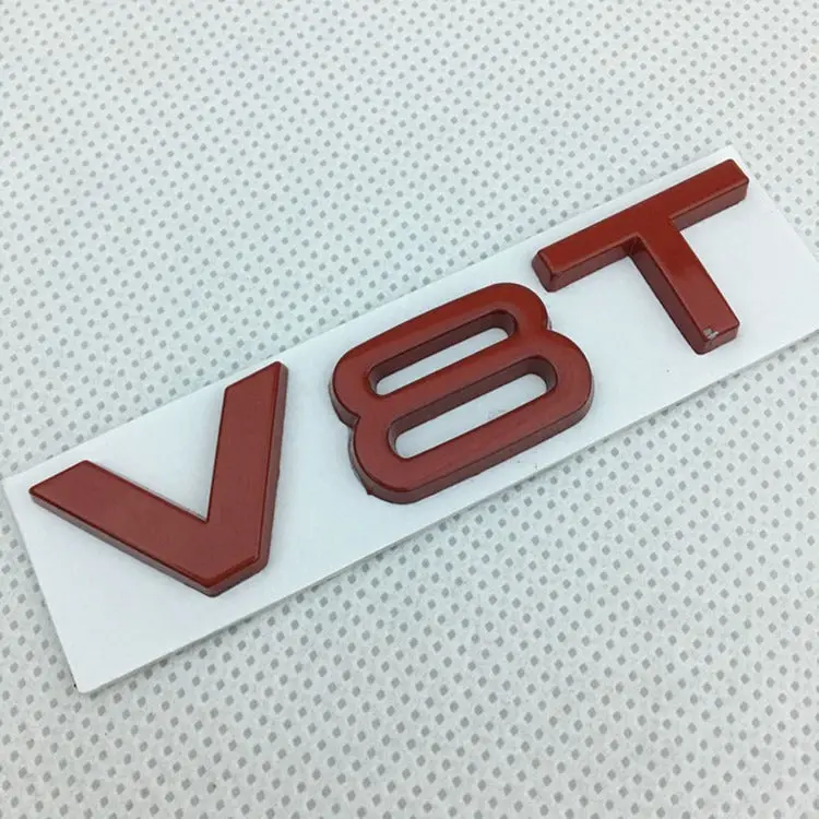 Custom Audi V6/V8-T Emblem Sticker – Metallic Logo Decal For A4, A6, A7, A8, Q3, Q5, Q7 6