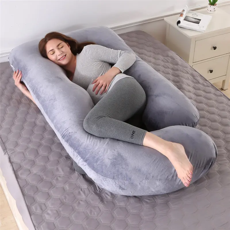 Detachable Velvet G-Shape Pregnancy Support Pillow For Side Sleeping 1