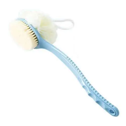 Dual-Action Shower Brush – Natural Bristles And Loofah Pad For Exfoliating Body Cleansing 1