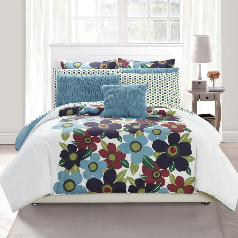 Floral Queen Comforter Set – 10-Piece Oversized Bedding Collection 1