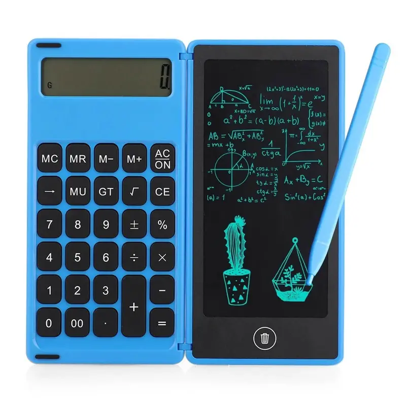 Foldable Lcd Writing Tablet With Built-In Calculator – 6-Inch Digital Drawing Pad 1