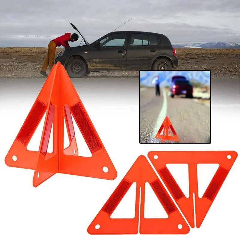 Foldable Reflective Warning Triangle Set (2-Pack) For Road Emergencies 1
