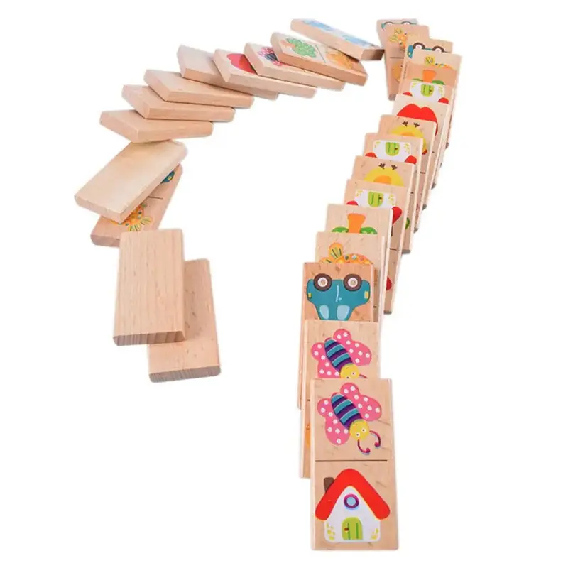 Garden-Themed Domino Puzzle Set – Beech Wood Dragon & Bee Building Blocks For Early Learners 1
