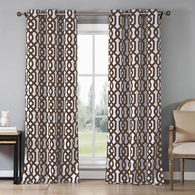 Geometric Blackout Curtain Pair – Grommet Top, Room-Darkening Panels 1