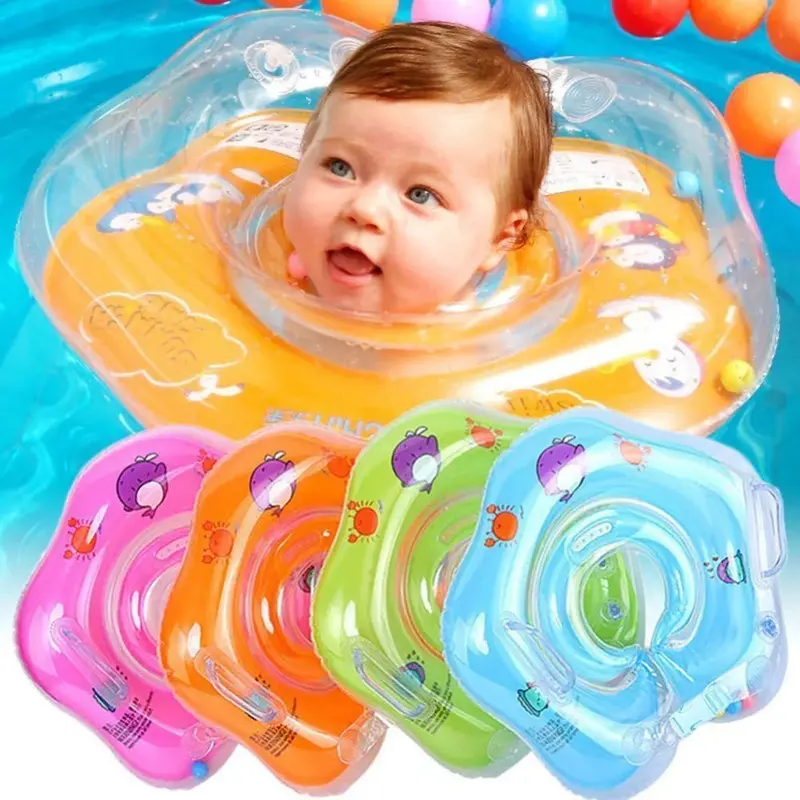 Inflatable Baby Neck Float Ring – Flamingo-Themed Bath Safety Tube For Infants 1