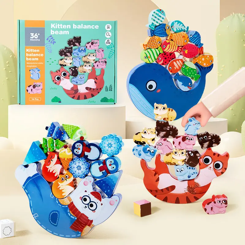Interactive Wooden Animal Music Stacking Toy For Kids – Balance Boat Puzzle & Early Learning Game 1