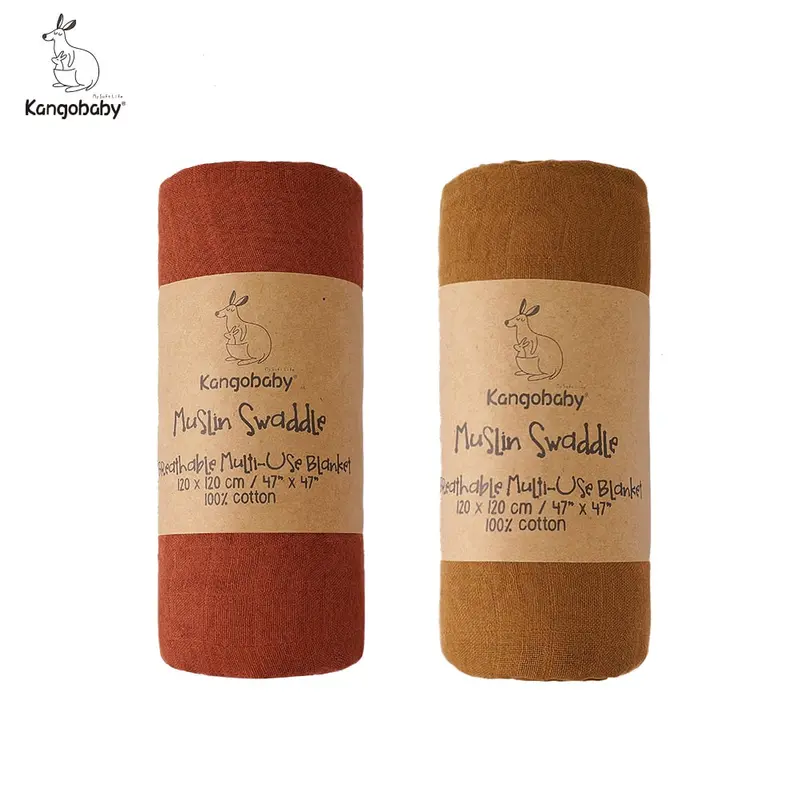 Kangobaby 100% Cotton Muslin Swaddle Blanket Set — 2-Pack 1