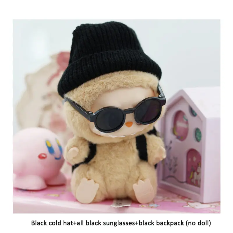 Labubu Character Accessory Set – Trendy Black Hat, Sunglasses & Mini Backpack For Collectible Play 1