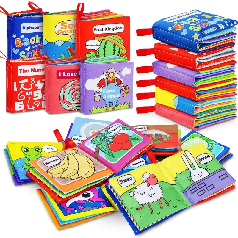 Magicfun 6-Pack Cloth Baby Books – Washable Sensory Learning Toys 1