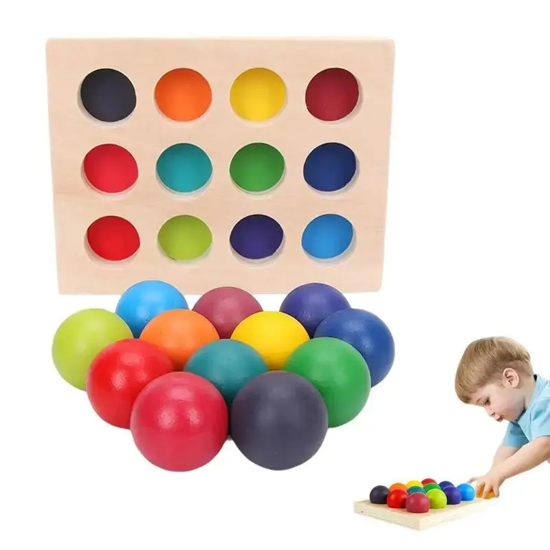 Montessori Rainbow Sorting Board – 12-Color Wooden Matching Toy For Color Recognition 1