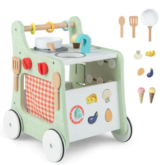 Multi-Functional Wooden Toddler Stroller – Includes Play Kitchen, Ages 12+ Months, Green 1