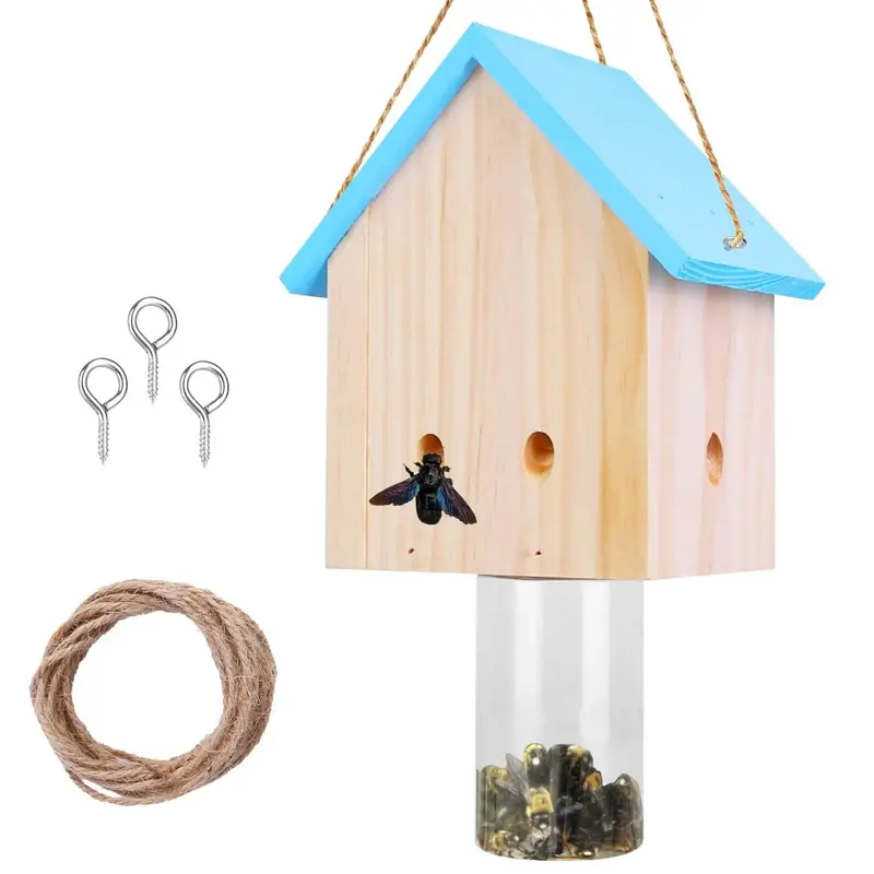 Natural Pine Wood Carpenter Bee Trap For Outdoor Pest Control 1