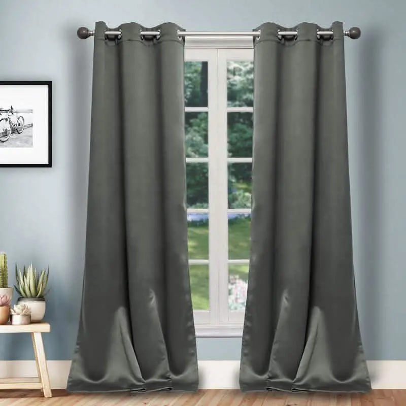 Pair Of Heavy-Duty Magnetic Blackout Curtains – Solid Black, Full Coverage Panels 1