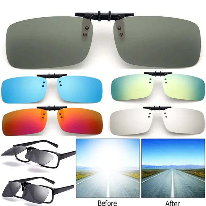 Polarized Uv400 Clip-On Sunglasses – Mirrored Driving & Night Vision Eyewear 1