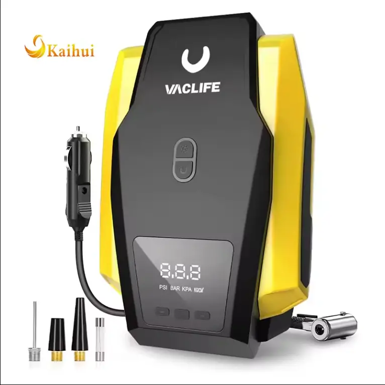 Portable 12V Dc Air Compressor For Car & Bike Tires – Up To 50 Psi For Vehicles, 150 Psi For Bicycles With Built-In Led Light 1