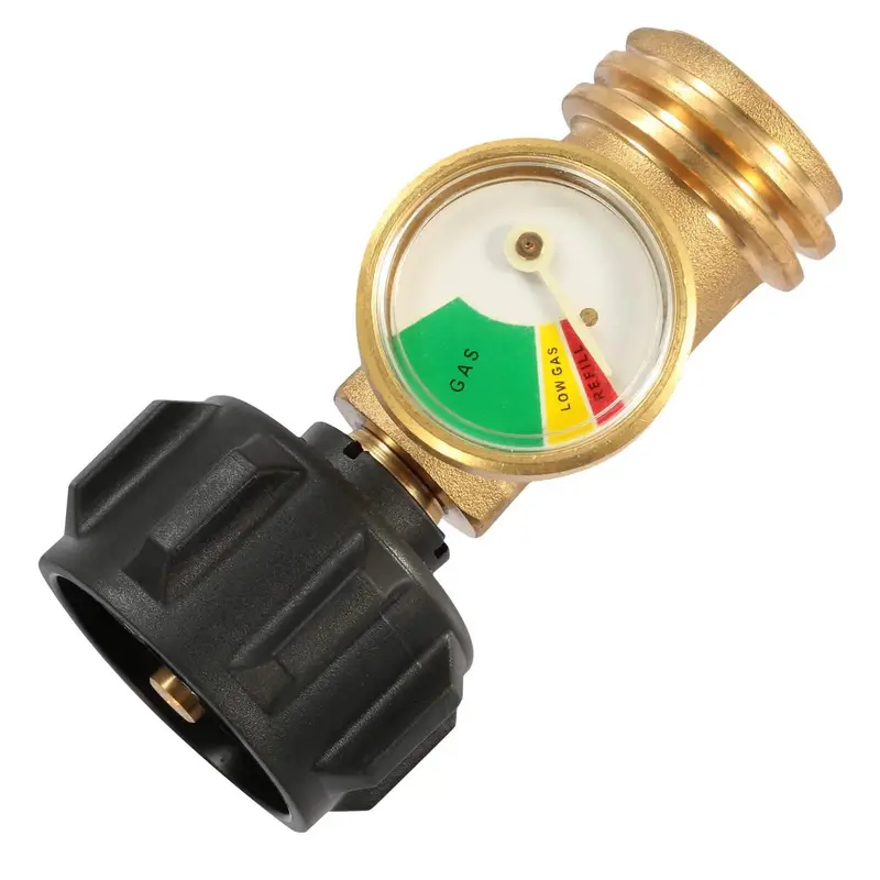 Propane Tank Refill Adapter With Built-In Gas Level Indicator Meter 1