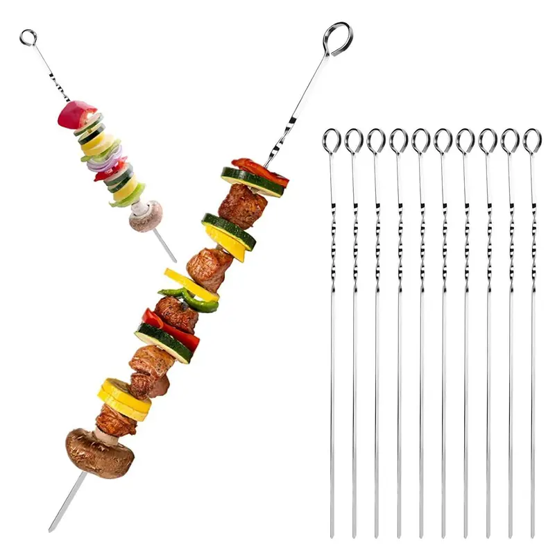 Set Of 10 Heavy-Duty 16-Inch Bbq Skewers – Stainless Steel Grilling Tools 1