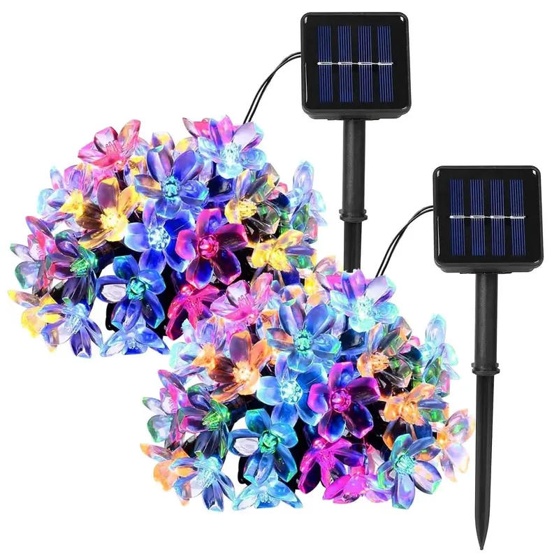 Solar-Powered Fairy String Lights – 50-Led Sakura Flower & Starry Decorative Garland 1