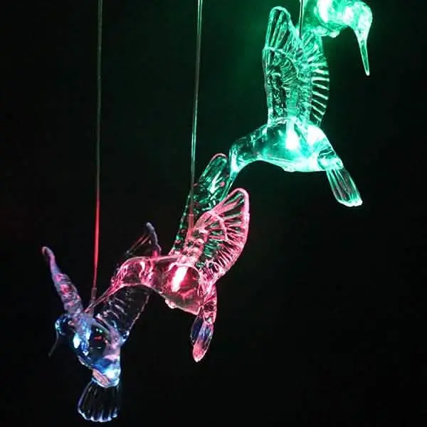 Solar-Powered Led Hummingbird Wind Chime With Color-Changing Lights 1