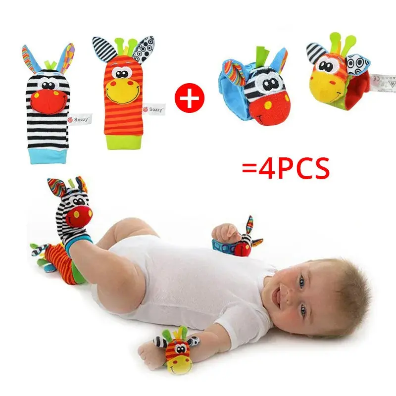 Sozzy Soft Plush Baby Rattle Set — 4-Piece Sensory Toy Collection 1