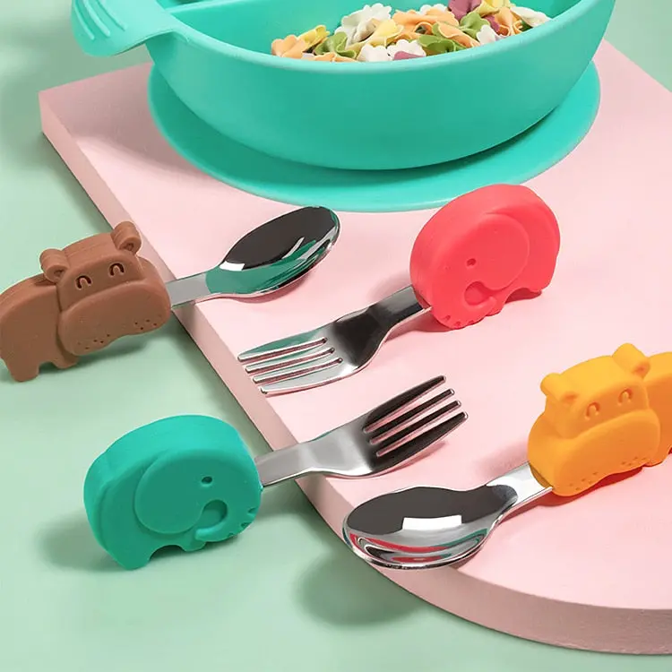 Stainless Steel Baby Tableware Set With Cartoon Designs – Spoon & Fork 1