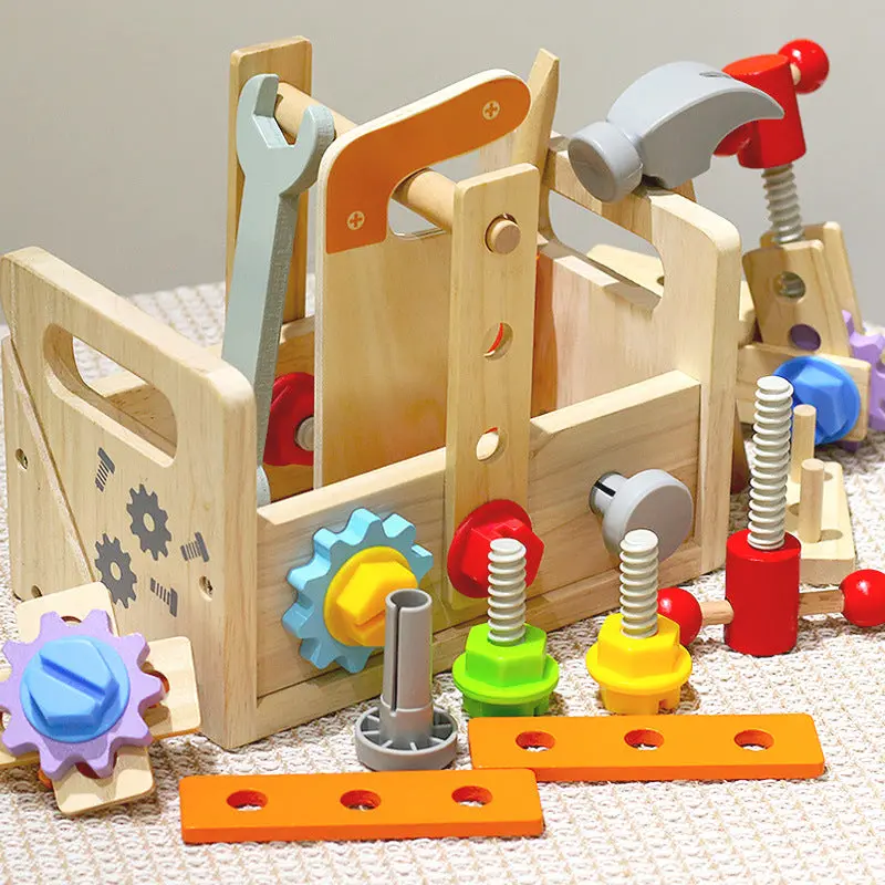 Toddler Wooden Toolbox – Interactive Screw-And-Nut Assembly Puzzle For Fine Motor Skills 1