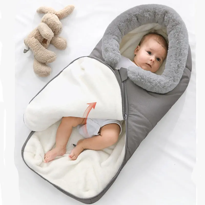 Winter-Specific Infant Sleeping Bag With Button Closure And Swaddle Design 1