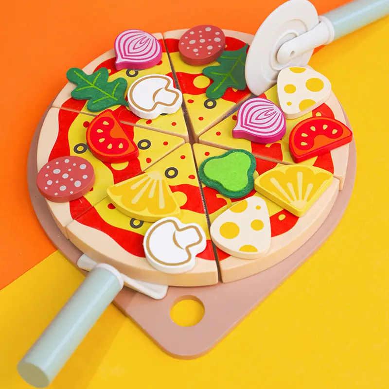 Wooden Pretend Play Kitchen Set – Pizza, Fruits & Veggies Role-Play Toy For Toddlers 1