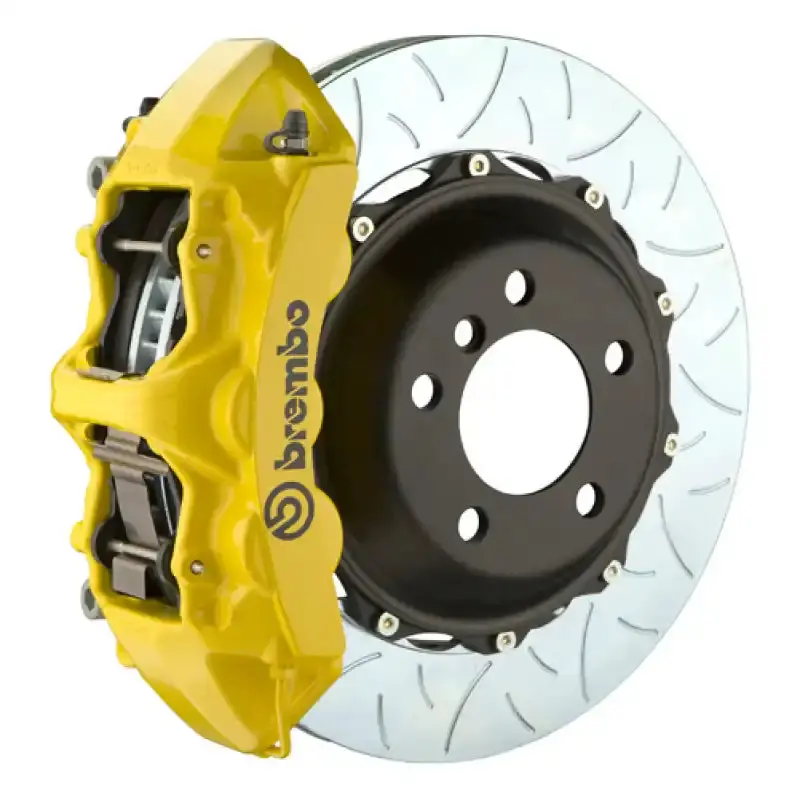 Brembo 04.360 Challenge Stradale Front Gt Big Brake Kit – 6-Piston Calipers, 380X32Mm Two-Piece Slotted Rotors, Yellow Finish 1