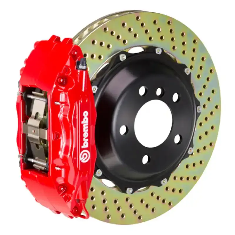 Brembo Drilled Two-Piece Front Rotors – 355X32Mm, Red-Anodized Gt Bbk For Bmw E36 (1992–1998) 1