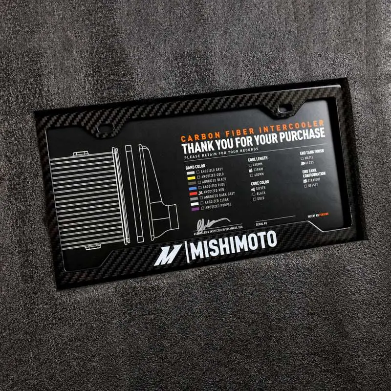 Mishimoto Universal Gloss Carbon Fiber Intercooler – 450Mm Silver Core With C-Flow V-Band Connections 1