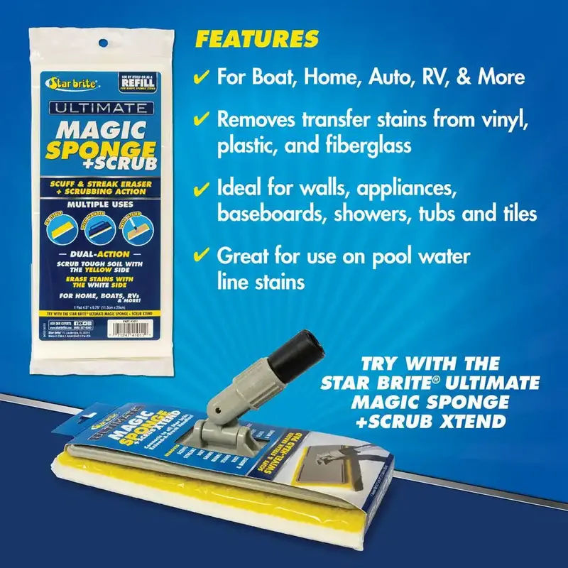 Star Brite 040011 Medium-Duty Wash Brush – Blue Nylon Bristles, 12-Inch Handle 1